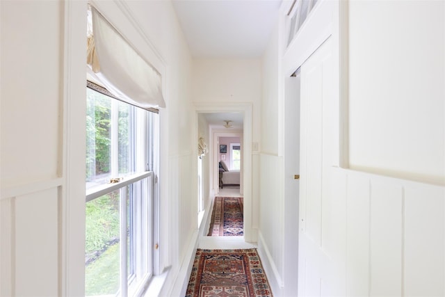 132 Decker, Ancram, NY 12502 - corridor featuring plenty of natural light, a decorative wall, and a wainscoted wall