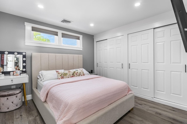 270 Farmers Ave, Lindenhurst, NY 11757 - bedroom with multiple closets, wood finished floors, and recessed lighting