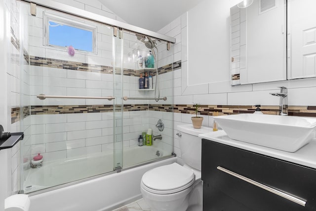 270 Farmers Ave, Lindenhurst, NY 11757 - full bath with vanity, enclosed tub / shower combo, and tile walls