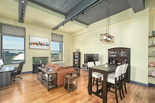 25 Leroy Pl Unit 508, New Rochelle, NY 10805 - living area featuring light wood-type flooring, an office area, and track lighting