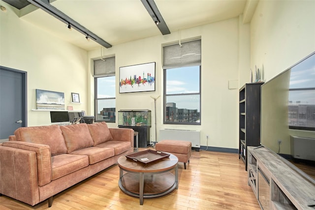 25 Leroy Pl Unit 508, New Rochelle, NY 10805 - living room featuring light wood-style floors and track lighting