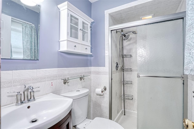 24 Oxford Ct, Spring Valley, NY 10977 - full bath featuring a stall shower, vanity, a wainscoted wall, and tile walls