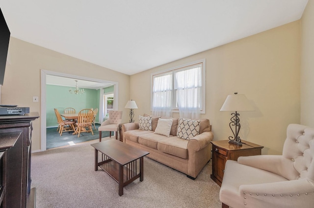 16 Marlin Rd, Centereach, NY 11720 - living area with light carpet and a chandelier