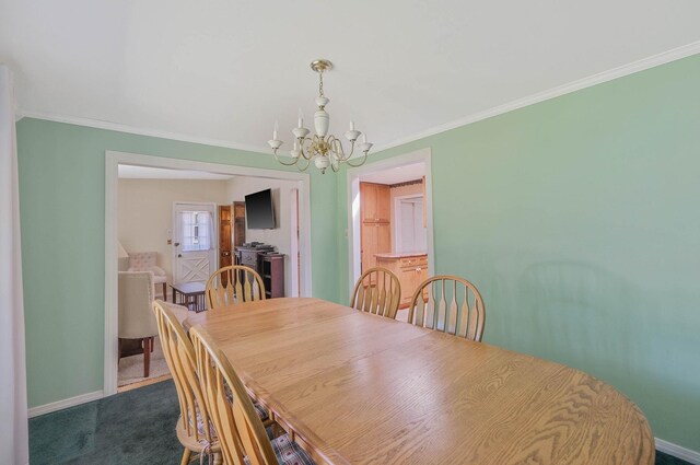 16 Marlin Rd, Centereach, NY 11720 - dining area with a chandelier and ornamental molding