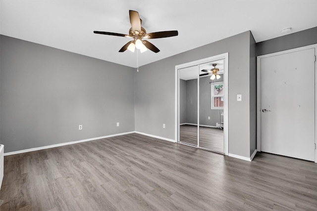 86 Demarest Ave Unit 1, West Nyack, NY 10994 - unfurnished bedroom featuring wood finished floors, a closet, and ceiling fan