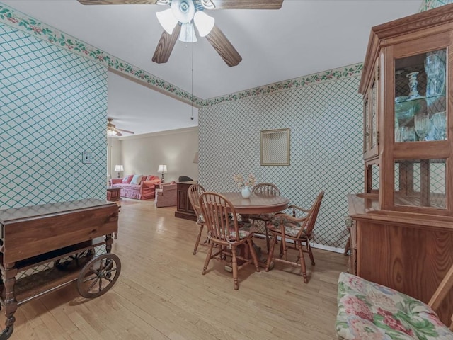 811 Palmer Rd Unit 2A, Bronxville, NY 10708 - dining area featuring a ceiling fan and light wood-type flooring