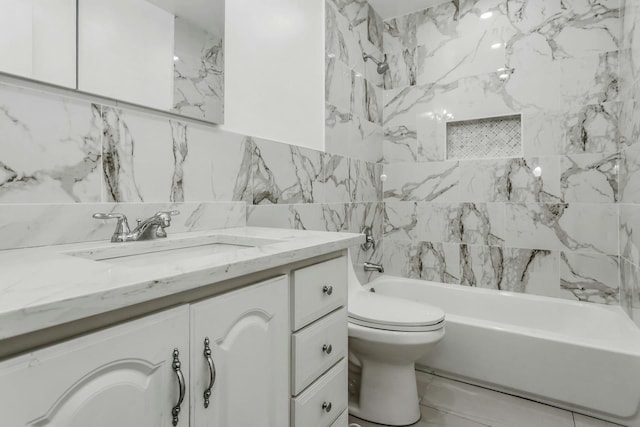 11 Sentinel Pl, Massapequa, NY 11758 - full bath featuring vanity, tub / shower combination, and marble finish floors