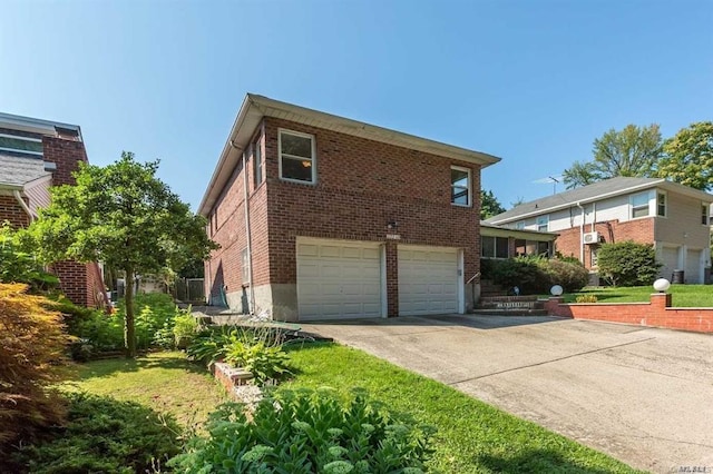 222-60 Birmington Pkwy, Bayside, NY 11364 - view of side of home featuring a garage, driveway, and brick siding