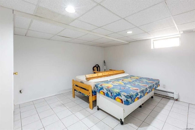 222-60 Birmington Pkwy, Bayside, NY 11364 - bedroom with a paneled ceiling, baseboard heating, and recessed lighting