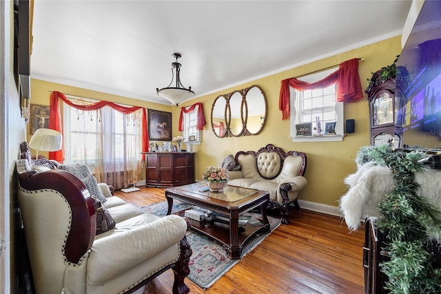 2801 Gunther Ave, Bronx, NY 10469 - living area featuring hardwood / wood-style floors and ornamental molding