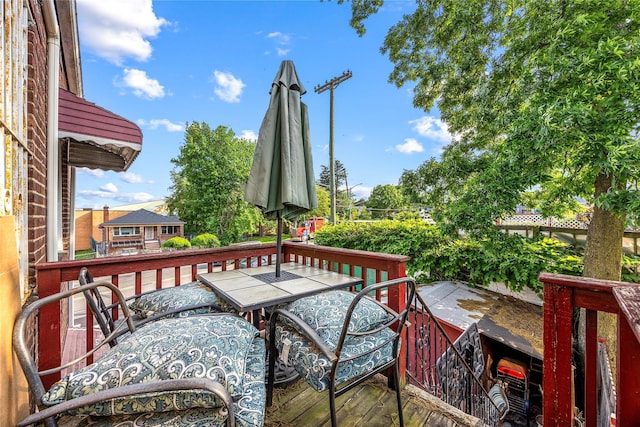 2801 Gunther Ave, Bronx, NY 10469 - wooden deck with outdoor dining area