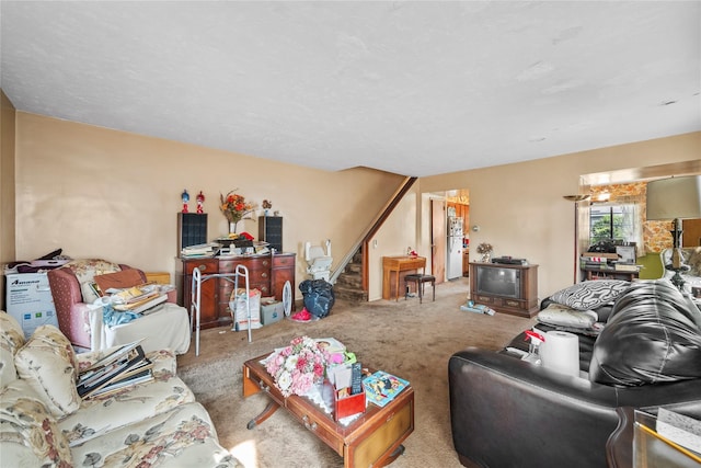 98 Pell Pl, Bronx, NY 10464 - carpeted living room with stairs