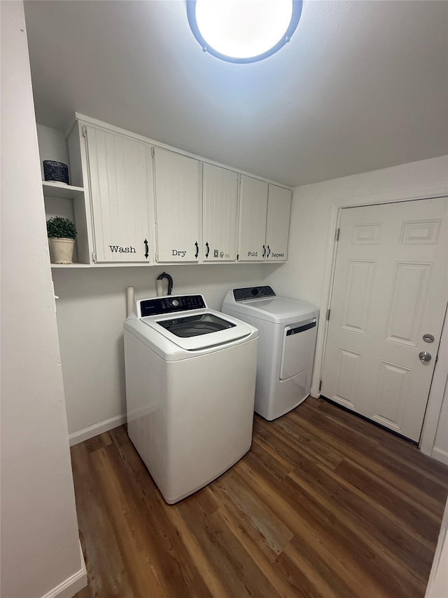 22 Hulse St, Wallkill, NY 12589 - laundry room with cabinet space, separate washer and dryer, and dark wood-style flooring