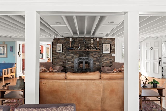 165 Bay Walk, Ocean Beach, NY 11770 - living area with beamed ceiling