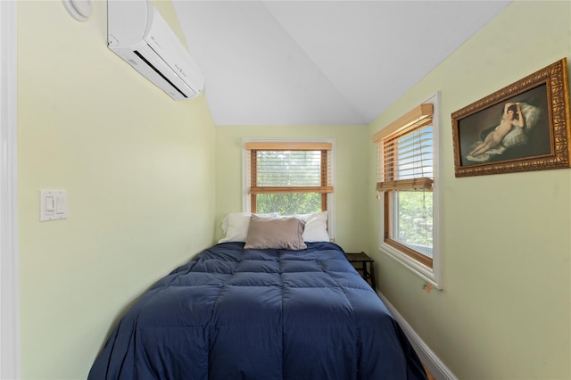 165 Bay Walk, Ocean Beach, NY 11770 - bedroom with a wall mounted air conditioner and lofted ceiling