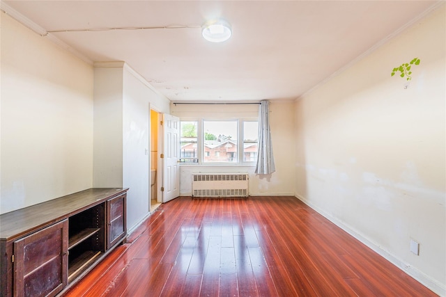 40-04 149th St, Flushing, NY 11354 - unfurnished living room with radiator heating unit, hardwood / wood-style flooring, and ornamental molding