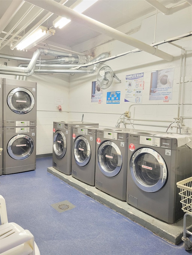 1332 Metropolitan Ave Unit 6A, Bronx, NY 10462 - communal laundry room with stacked washer / drying machine and washing machine and dryer