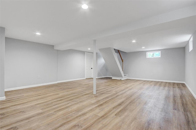 31 Tappan Ave, Babylon, NY 11702 - basement featuring light wood finished floors and recessed lighting