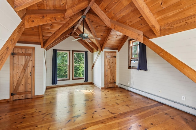 25 Cascade Lake Rd, Warwick, NY 10990 - bonus room with baseboard heating, wood ceiling, plenty of natural light, hardwood / wood-style floors, and wooden walls