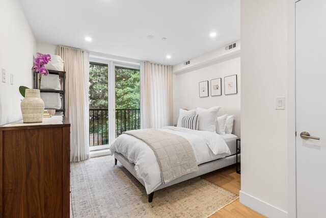 334 22nd St Unit 2B, Brooklyn, NY 11215 - bedroom featuring light wood-style flooring, recessed lighting, and access to exterior