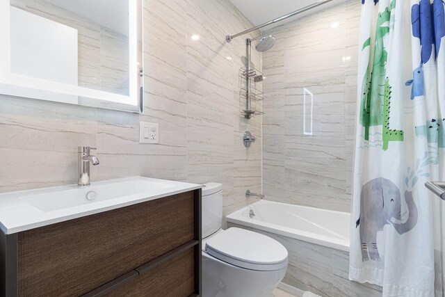 334 22nd St Unit 2B, Brooklyn, NY 11215 - bathroom with tiled shower / bath, tile walls, and vanity