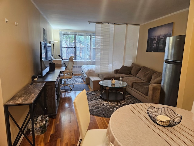 76-26 113th St Unit 2D, Forest Hills, NY 11375 - living room with wood finished floors and crown molding