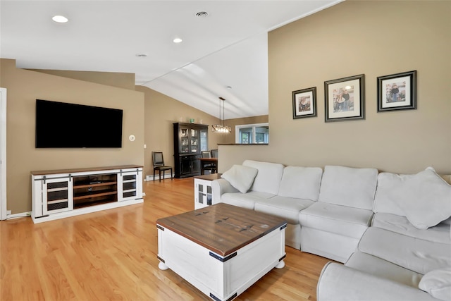 127 Continental Rd, Cornwall, NY 12518 - living room featuring light wood finished floors, vaulted ceiling, and recessed lighting