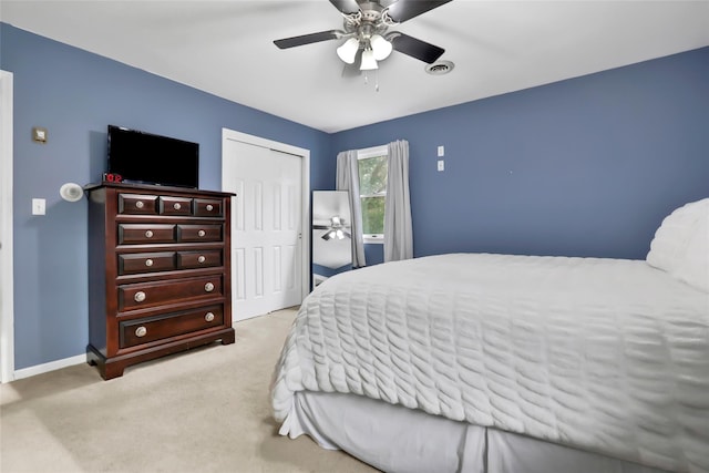 127 Continental Rd, Cornwall, NY 12518 - bedroom featuring light colored carpet, a closet, and ceiling fan
