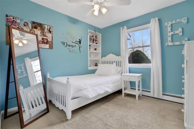127 Continental Rd, Cornwall, NY 12518 - bedroom with carpet, baseboard heating, and ceiling fan