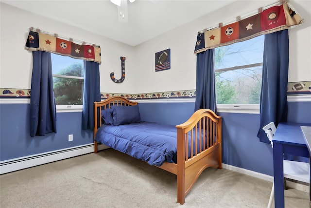 127 Continental Rd, Cornwall, NY 12518 - carpeted bedroom featuring baseboard heating and ceiling fan
