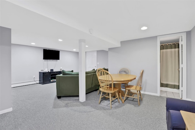 127 Continental Rd, Cornwall, NY 12518 - carpeted dining space with baseboard heating and recessed lighting