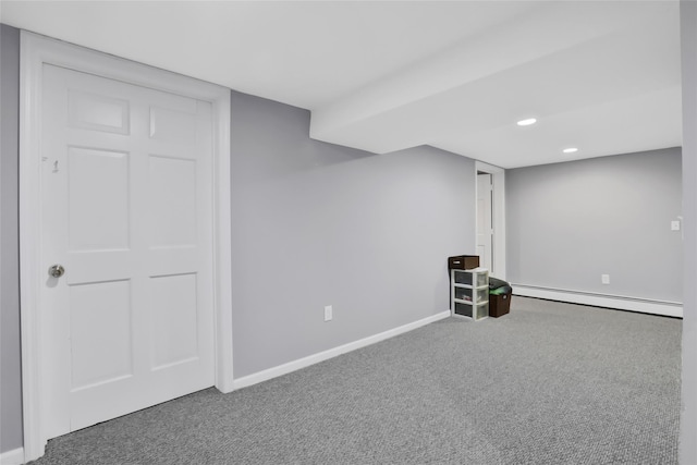 127 Continental Rd, Cornwall, NY 12518 - finished below grade area with baseboard heating, carpet flooring, and recessed lighting