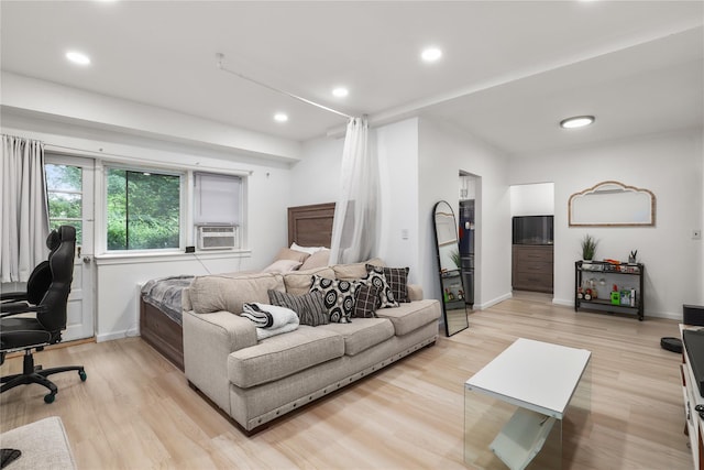 140 N Broadway Unit It9, Irvington, NY 10533 - living room with light wood finished floors, recessed lighting, cooling unit, and an office area