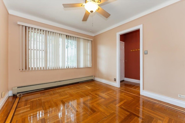 3183 Waterbury Ave, Bronx, NY 10465 - spare room featuring a baseboard radiator and a ceiling fan