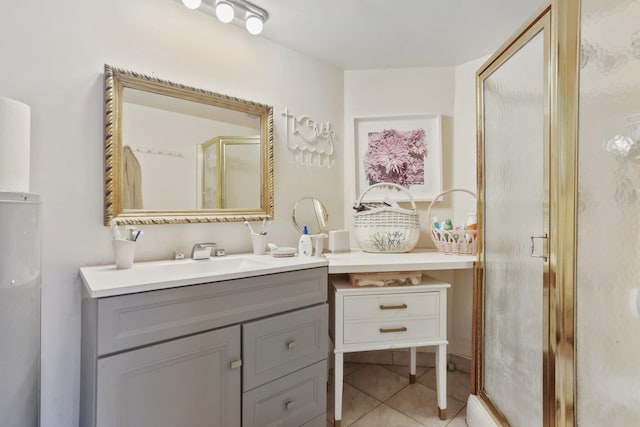42 N Healy Ave, Hartsdale, NY 10530 - bathroom with vanity, a stall shower, and tile patterned floors
