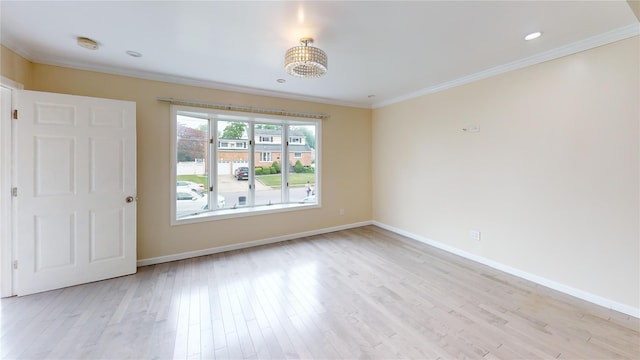 10 Marilyn Ct, West Babylon, NY 11704 - unfurnished room featuring light wood-style floors, crown molding, a smoke detector, and recessed lighting