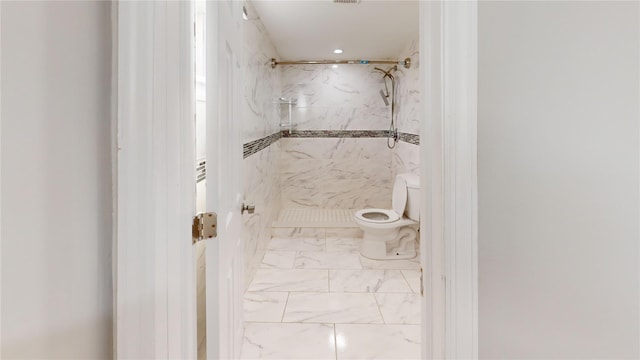 10 Marilyn Ct, West Babylon, NY 11704 - full bathroom with a marble finish shower and marble look tile flooring