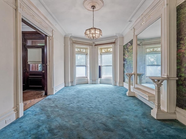 1269 Bergen St Hse, Unit Hse, Brooklyn, NY 11213 - carpeted entrance foyer featuring a chandelier and ornamental molding