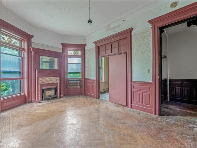 1269 Bergen St Hse, Unit Hse, Brooklyn, NY 11213 - unfurnished living room with a wainscoted wall and cooling unit