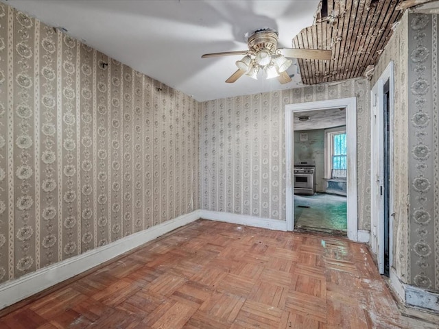 1269 Bergen St Hse, Unit Hse, Brooklyn, NY 11213 - unfurnished room featuring ceiling fan and wallpapered walls