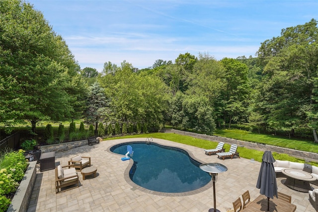 64 Lambert Rdg, Cross River, NY 10518 - swimming pool with a patio area, an outdoor hangout area, and a yard