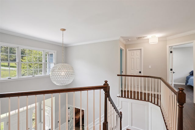 64 Lambert Rdg, Cross River, NY 10518 - hall featuring an upstairs landing and crown molding