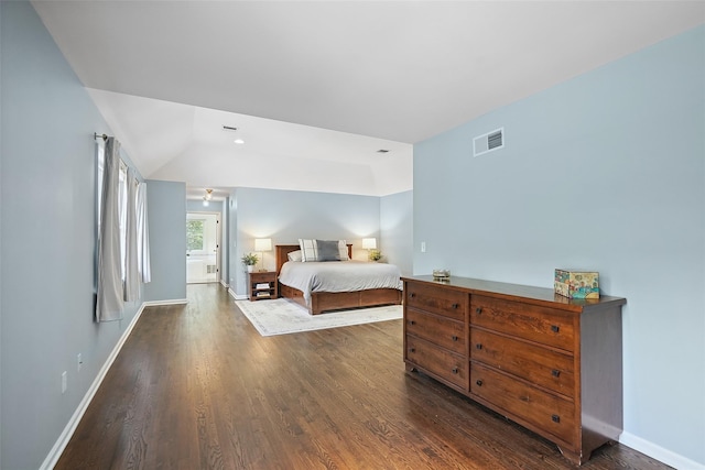 64 Lambert Rdg, Cross River, NY 10518 - bedroom featuring dark wood-type flooring and lofted ceiling