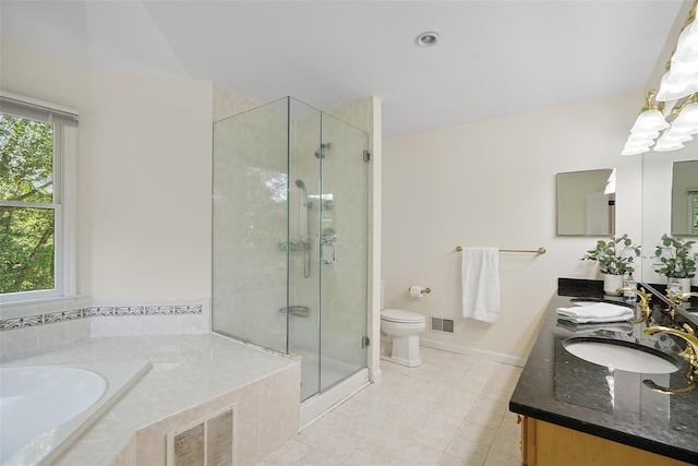 64 Lambert Rdg, Cross River, NY 10518 - bathroom with double vanity, a garden tub, a shower stall, and tile patterned flooring