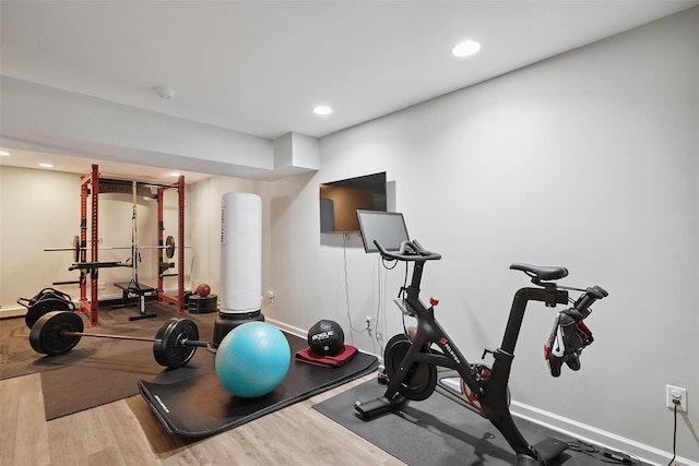64 Lambert Rdg, Cross River, NY 10518 - exercise area with wood finished floors and recessed lighting