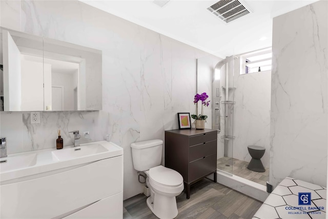 2222 Ocean Ave Ph-B, Ph-B Brooklyn, NY 11229 - bathroom with vanity, a shower stall, and wood finished floors