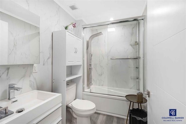 2222 Ocean Ave Ph-B, Ph-B Brooklyn, NY 11229 - bathroom featuring vanity, shower / bath combination with glass door, and wood finished floors