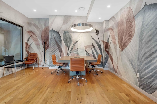 2222 Ocean Ave Ph-B, Ph-B Brooklyn, NY 11229 - office area featuring hardwood / wood-style floors, recessed lighting, and wallpapered walls