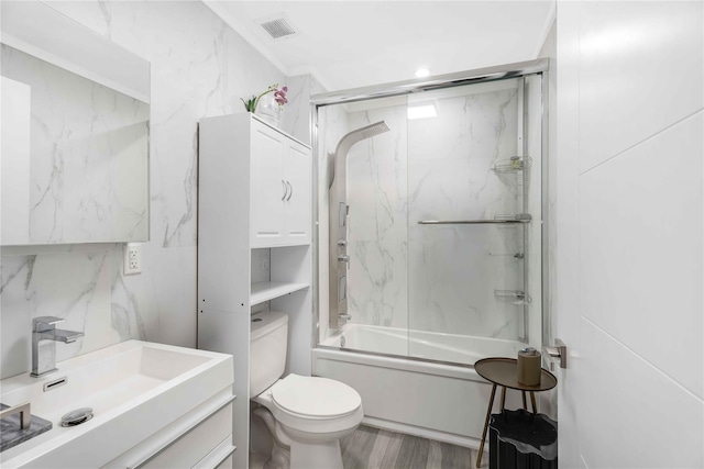 2222 Ocean Ave Ph-B, Ph-B Brooklyn, NY 11229 - bathroom with vanity, enclosed tub / shower combo, and wood finished floors