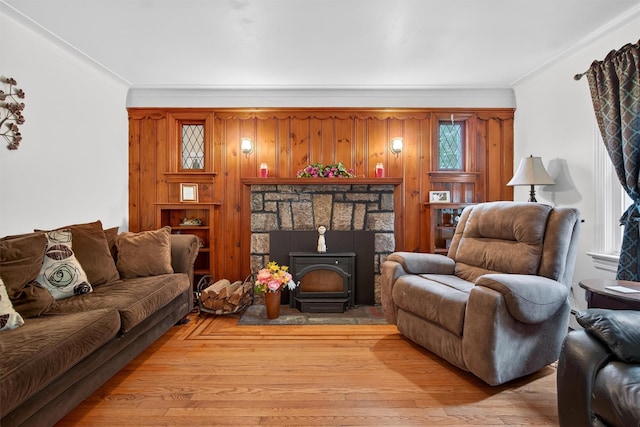 5776 Albany Post Rd, Cortlandt Manor, NY 10567 - living room with a wood stove and light wood-style floors